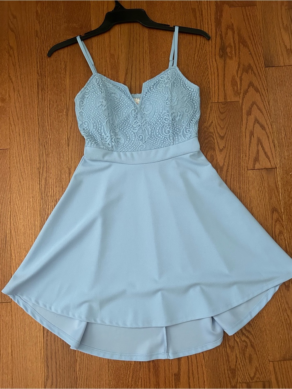 No Boundaries Light Blue Lace Dress